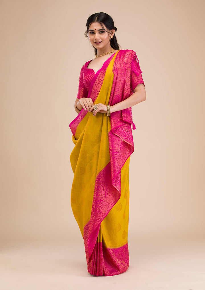 Parrot Green Zariwork Soft Silk Saree-Koskii