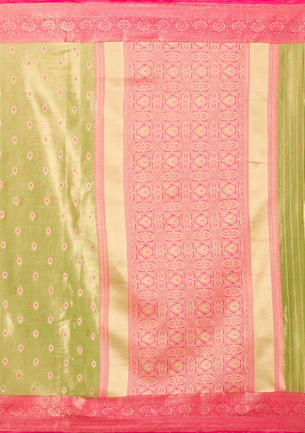 Parrot Green Zariwork Tissue Saree