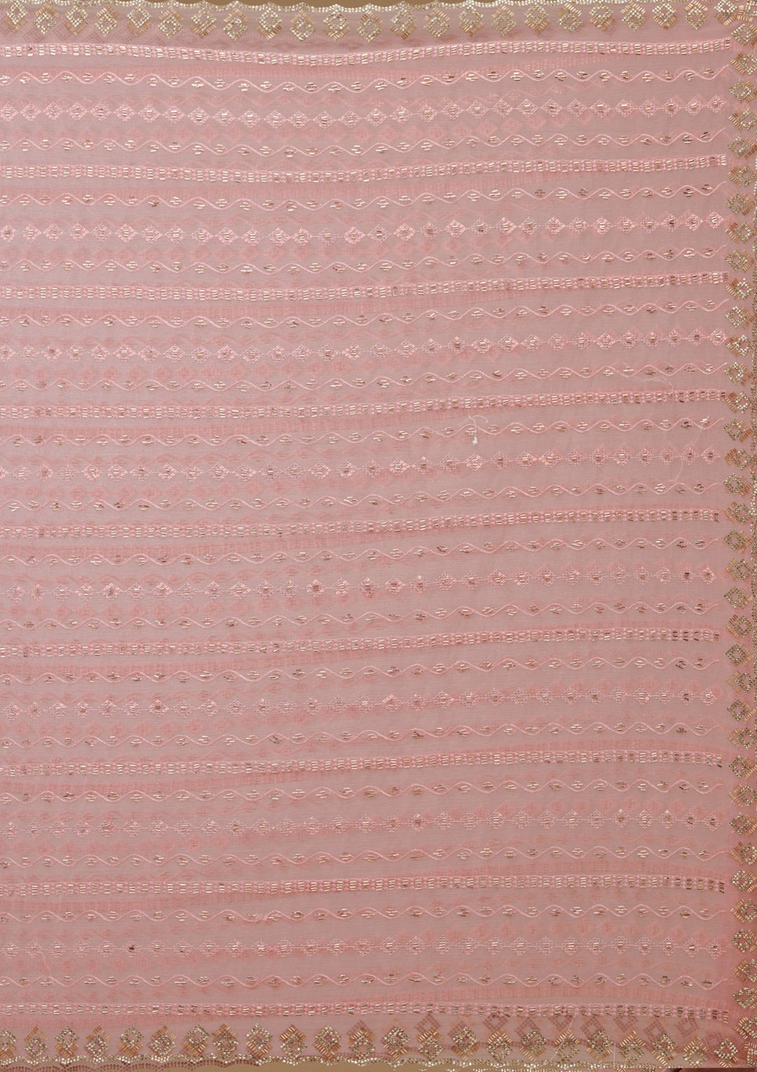 Peach Cutdana Chiffon Saree-Koskii