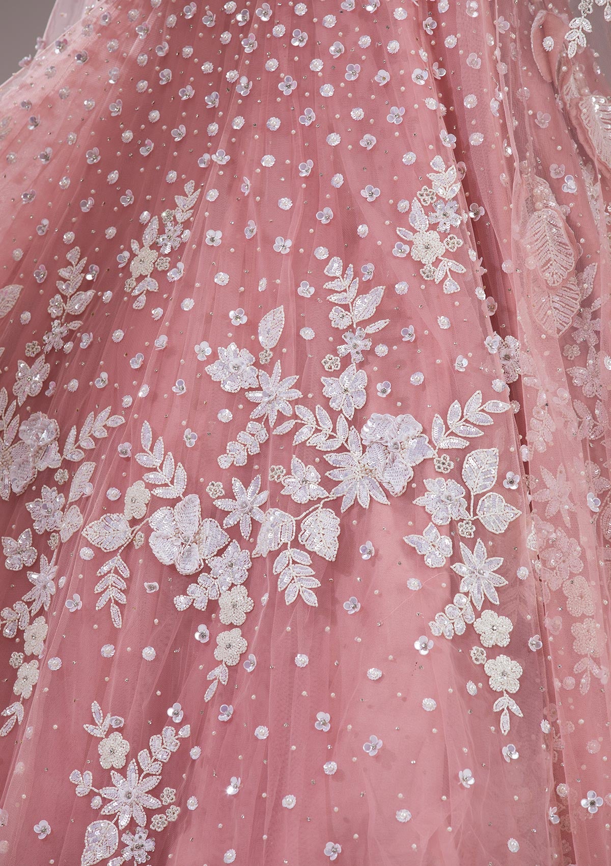 Peach Cutdana Net Readymade Lehenga