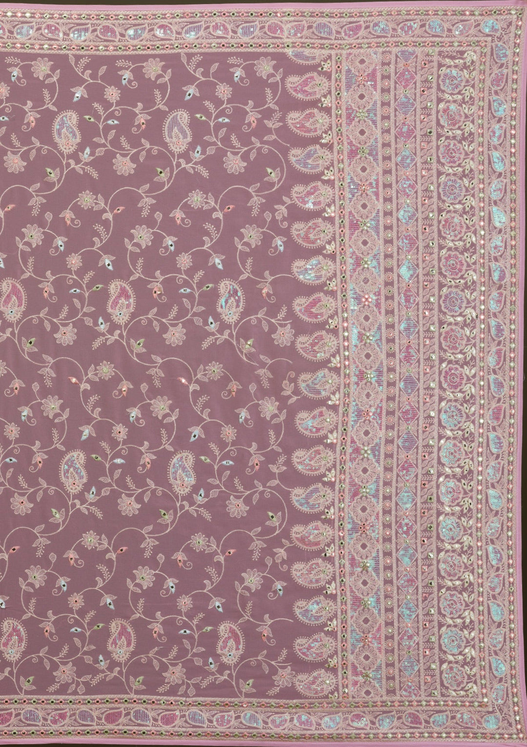 Peach Gotapatti Chiffon Saree-Koskii