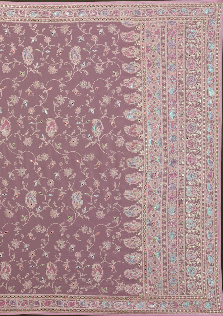 Peach Gotapatti Chiffon Saree-Koskii