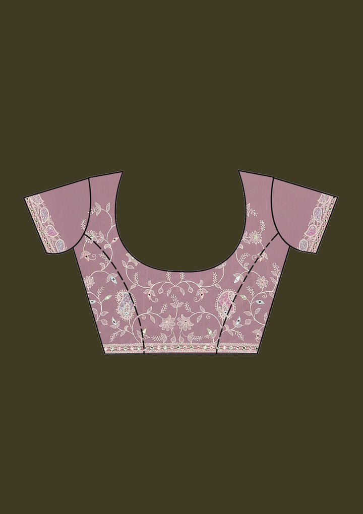 Peach Gotapatti Chiffon Saree-Koskii