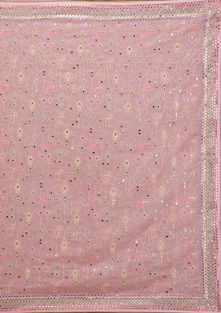 Peach Gotapatti Geogette Saree-Koskii