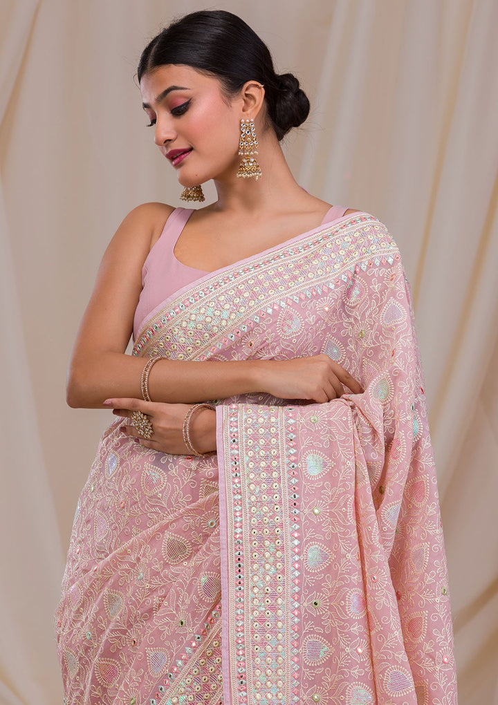 Peach Gotapatti Georgette Saree-Koskii