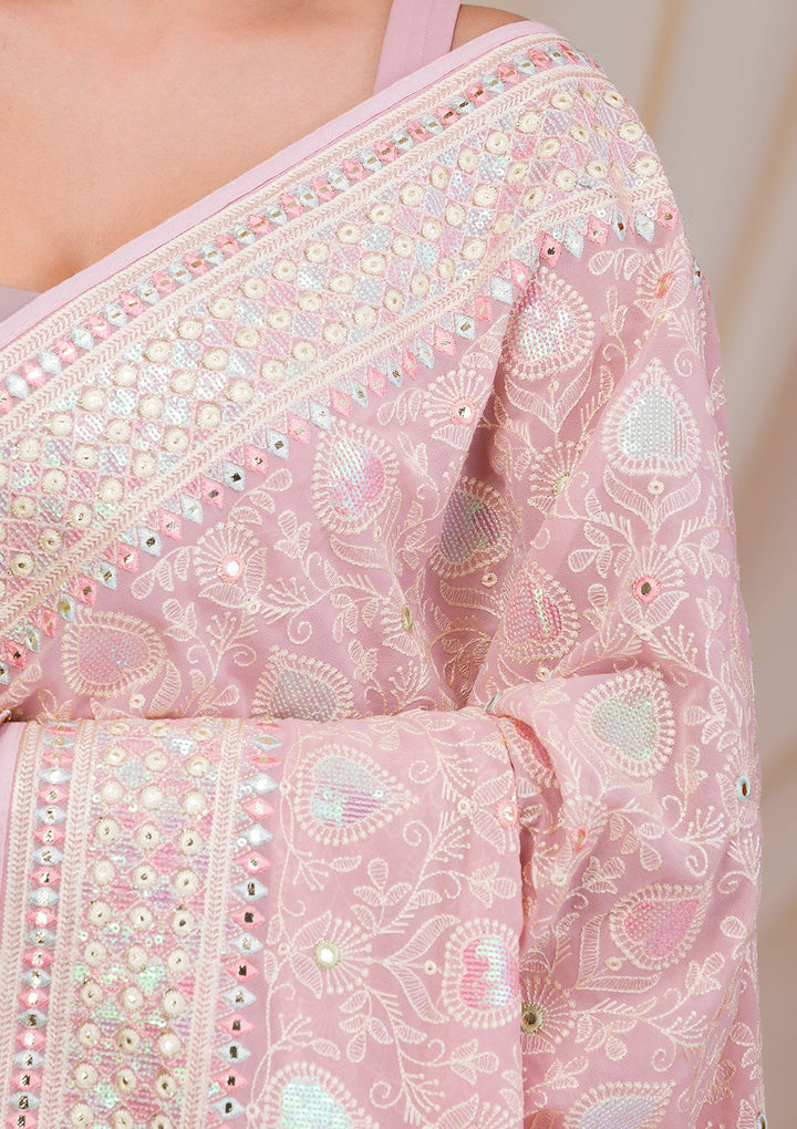 Peach Gotapatti Georgette Saree-Koskii