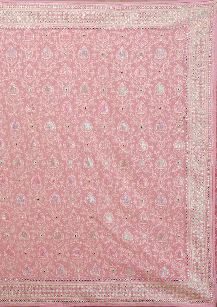 Peach Gotapatti Georgette Saree-Koskii