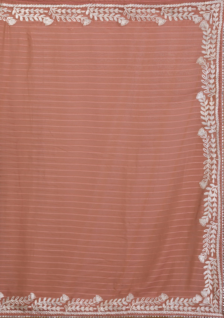 Peach Gotapatti Georgette Saree-Koskii