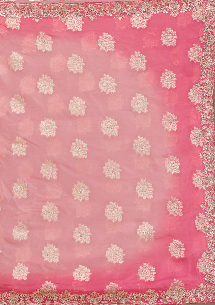 Peach Gotapatti Tissue Saree-Koskii