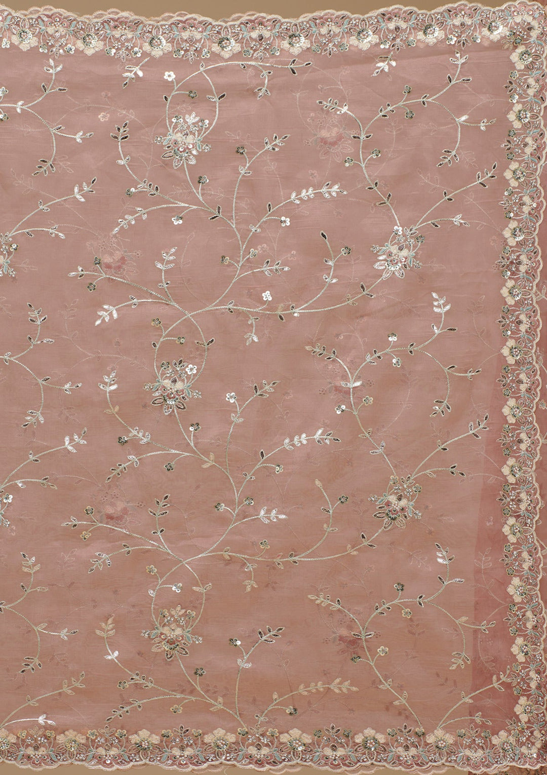 Peach Gotapatti Tissue Saree-Koskii