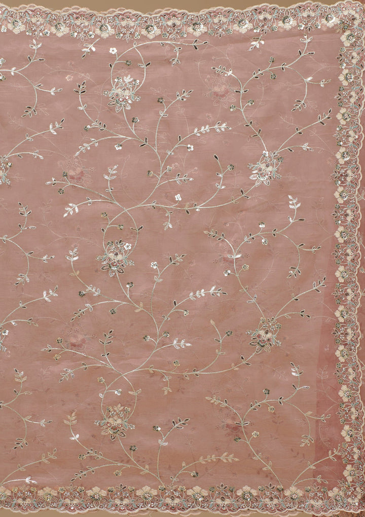 Peach Gotapatti Tissue Saree-Koskii