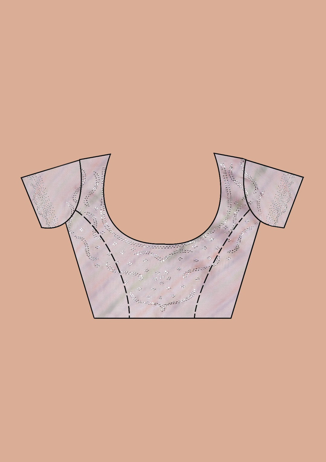 Peach Printed Satin Saree-Koskii