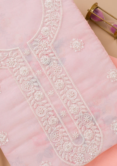 Peach Printed Tissue Unstitched Salwar Kameez-Koskii