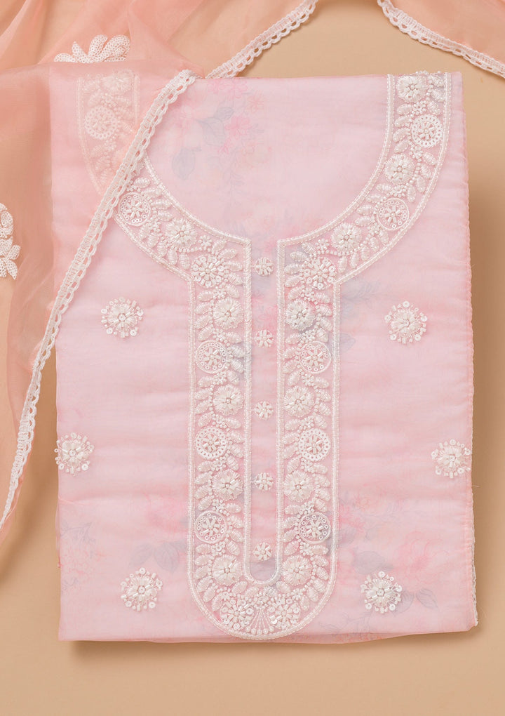 Peach Printed Tissue Unstitched Salwar Kameez-Koskii