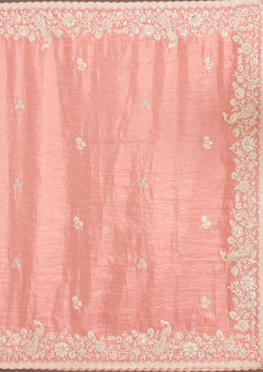 Peach Sequins Tissue Saree-Koskii