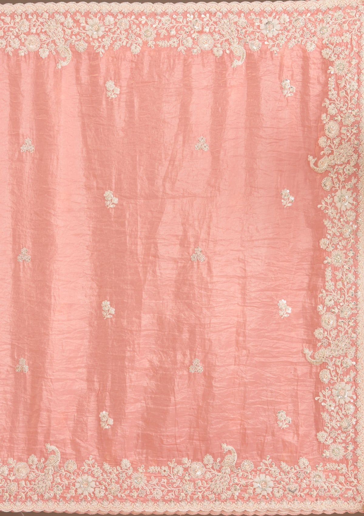 Peach Sequins Tissue Saree-Koskii