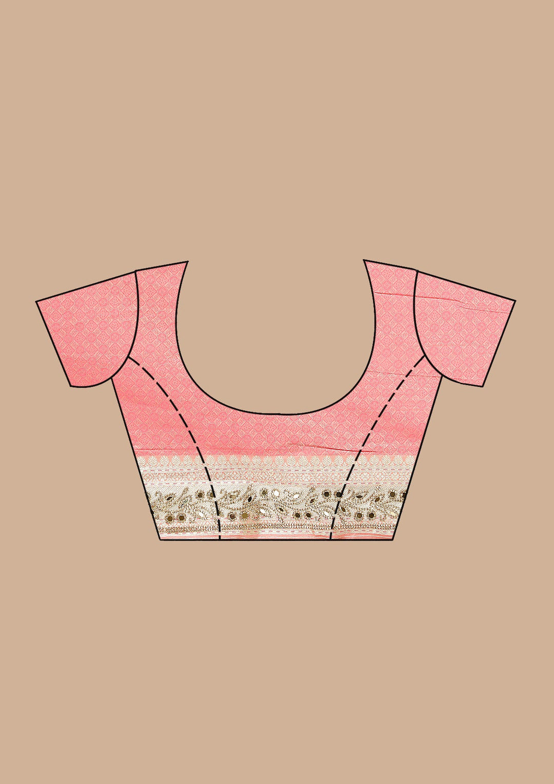 Peach Stonework Banarasi Silk Saree-Koskii