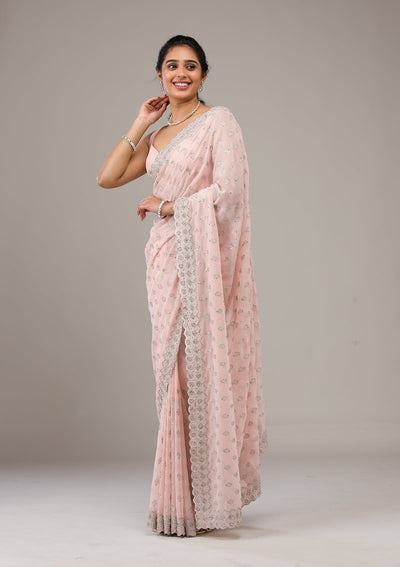 Peach Stonework Georgette Saree-Koskii