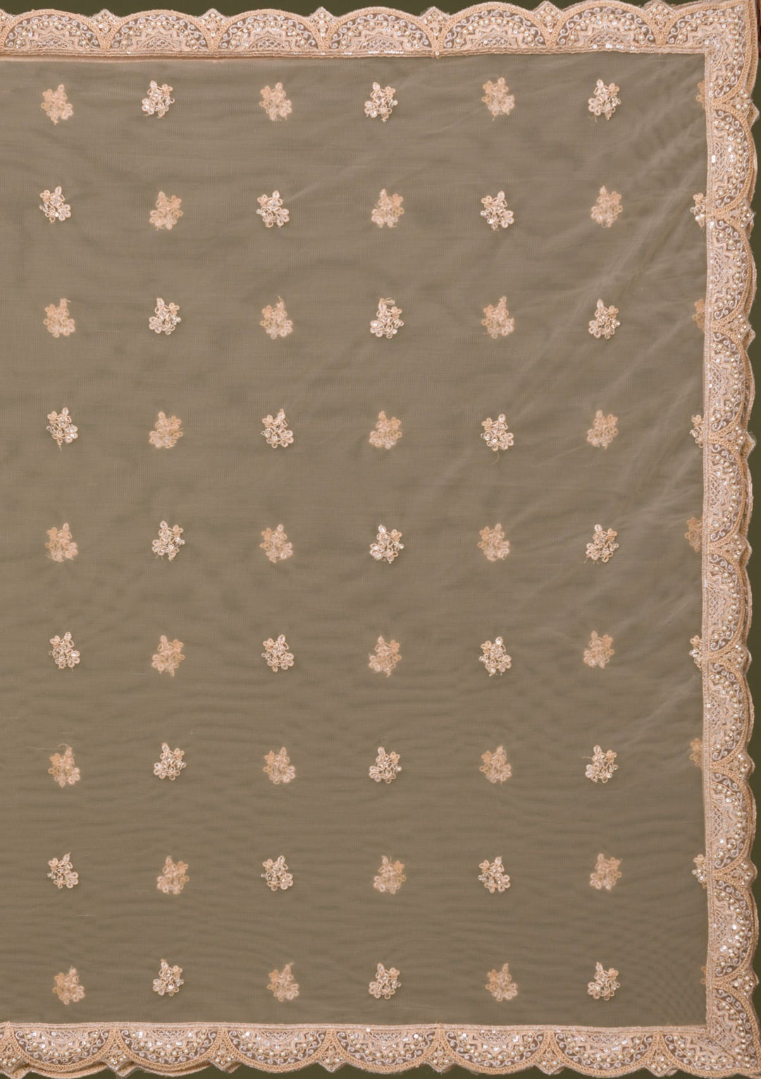 Peach Stonework Net Readymade Lehenga-Koskii