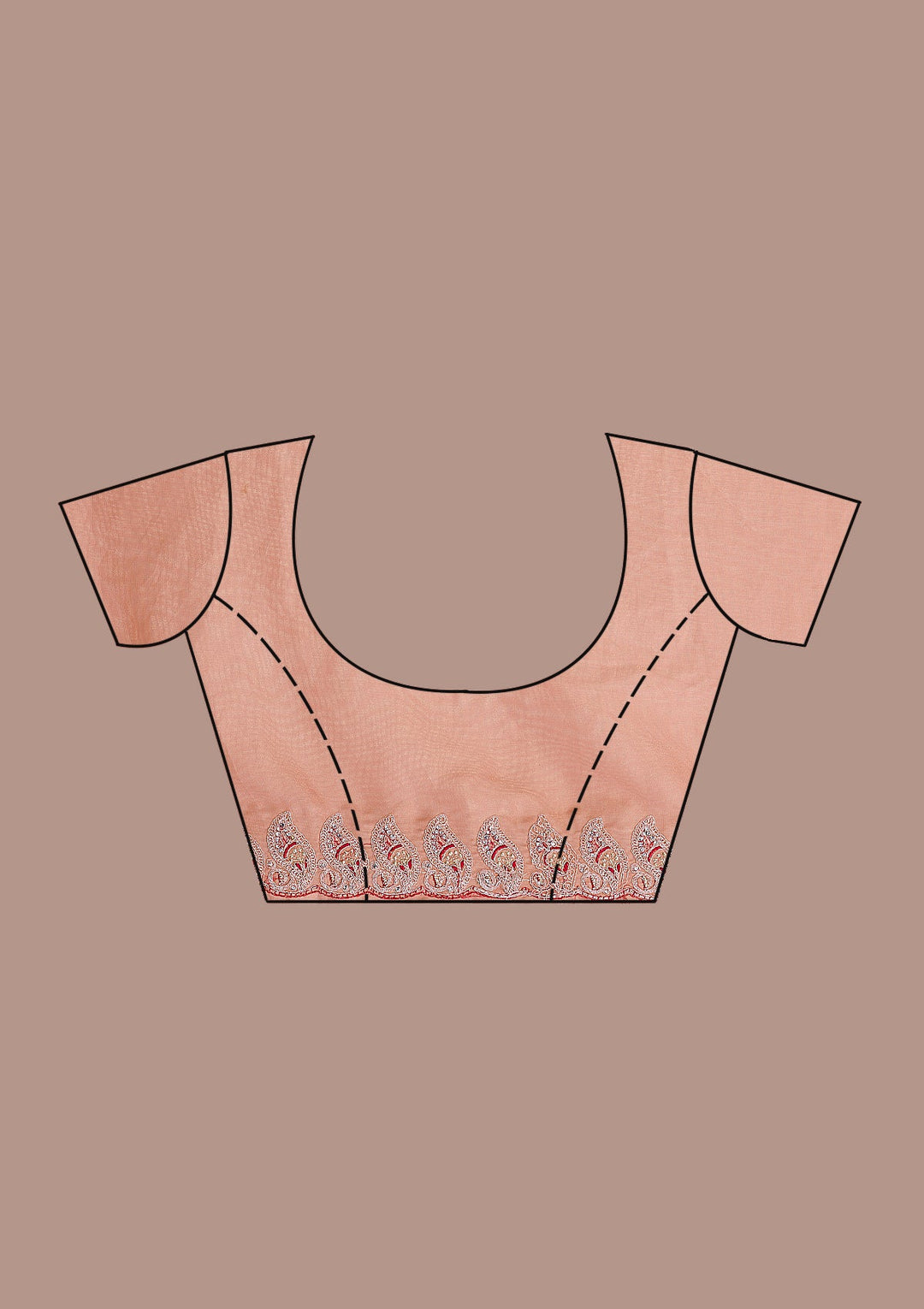 Peach Stonework Net Saree-Koskii
