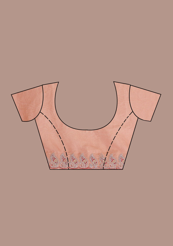 Peach Stonework Net Saree-Koskii