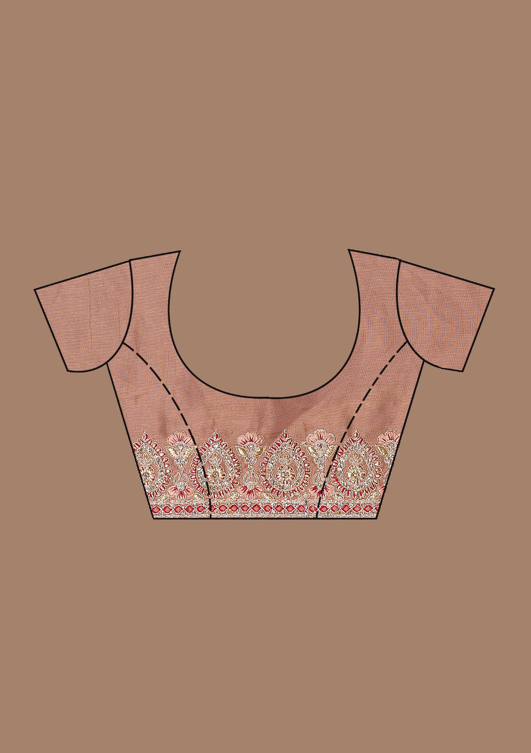 Peach Stonework Net Saree-Koskii