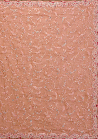 Peach Stonework Net Saree-Koskii