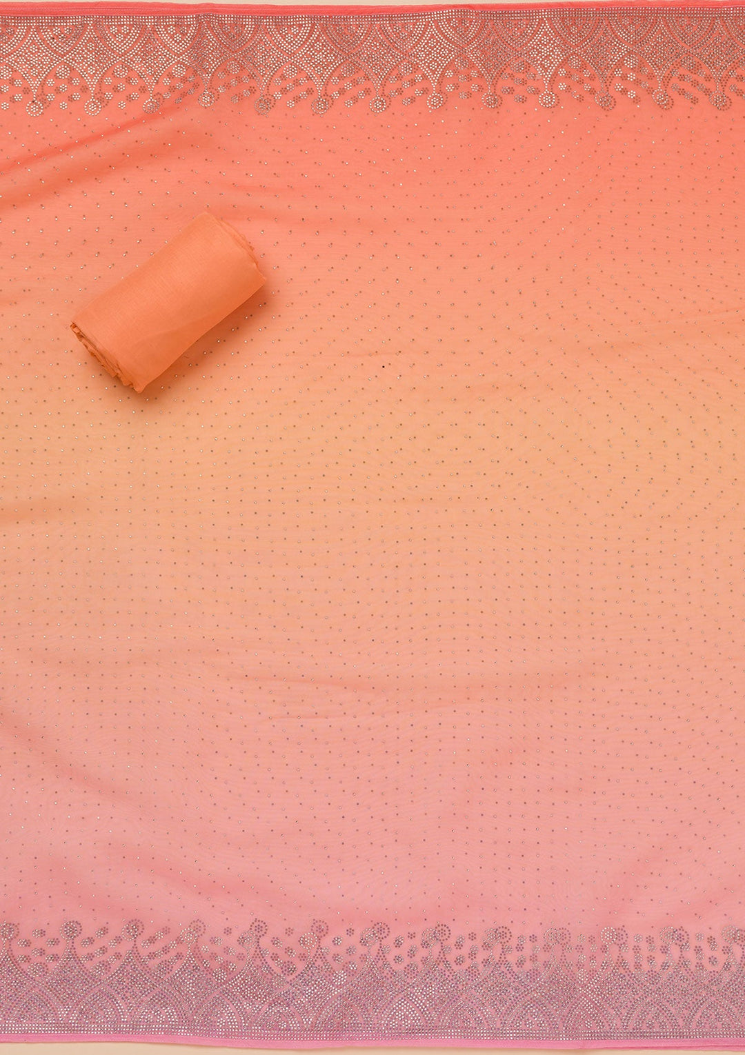 Peach Stonework Tissue Unstitched Salwar Suit