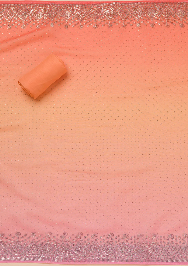 Peach Stonework Tissue Unstitched Salwar Suit