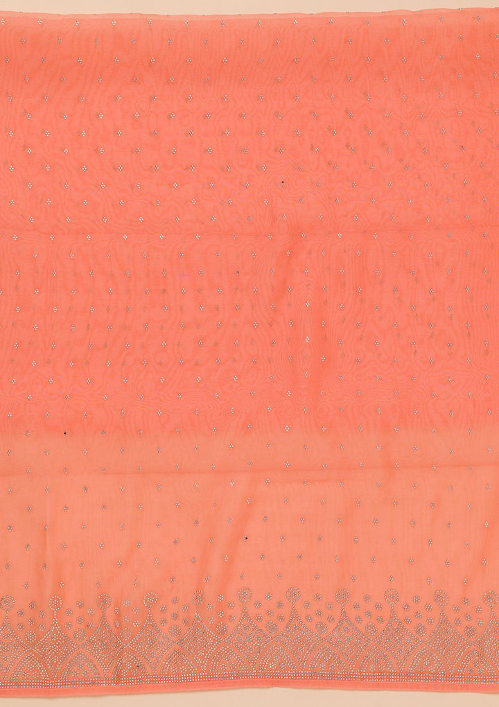 Peach Stonework Tissue Unstitched Salwar Suit