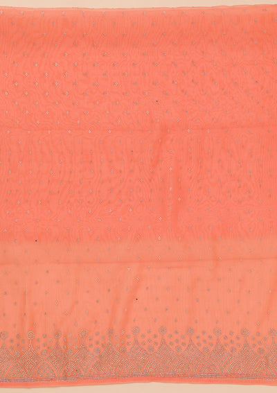 Peach Stonework Tissue Unstitched Salwar Suit