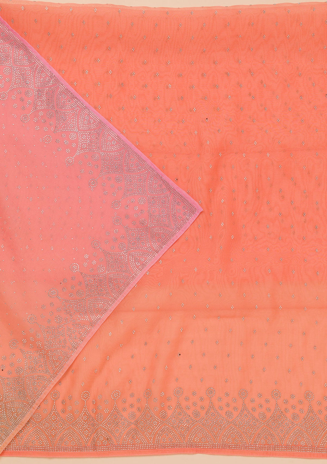 Peach Stonework Tissue Unstitched Salwar Suit
