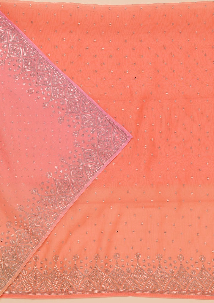 Peach Stonework Tissue Unstitched Salwar Suit