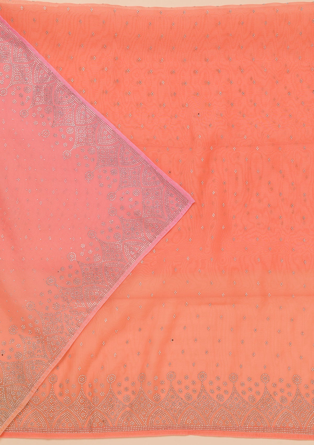 Peach Stonework Tissue Unstitched Salwar Suit