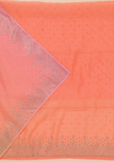 Peach Stonework Tissue Unstitched Salwar Suit