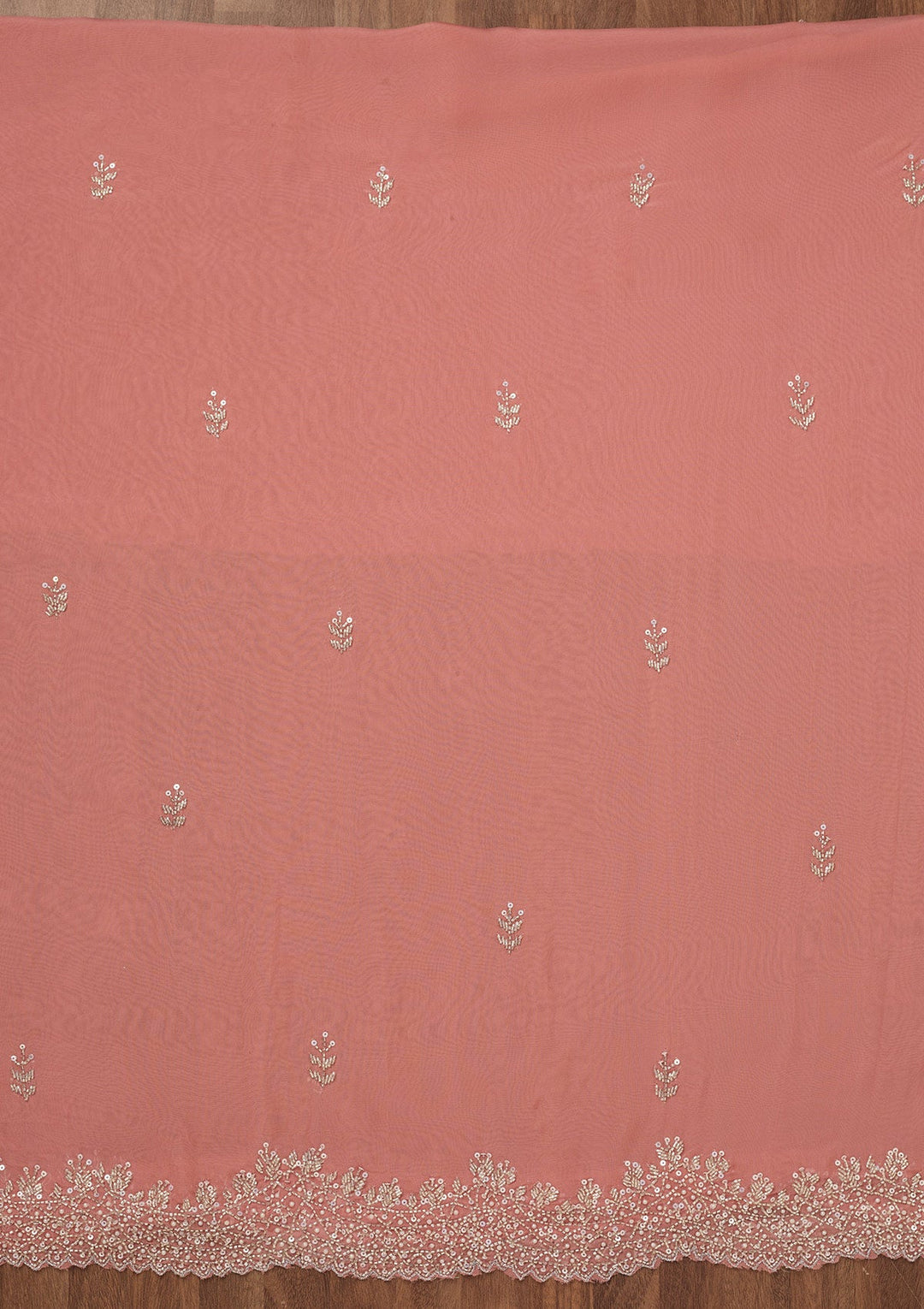 Peach Stonework Tissue Unstitched Salwar Suit-Koskii