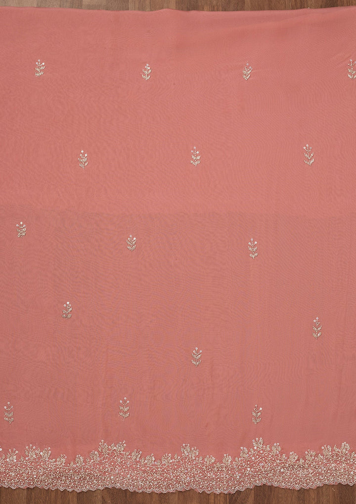 Peach Stonework Tissue Unstitched Salwar Suit-Koskii