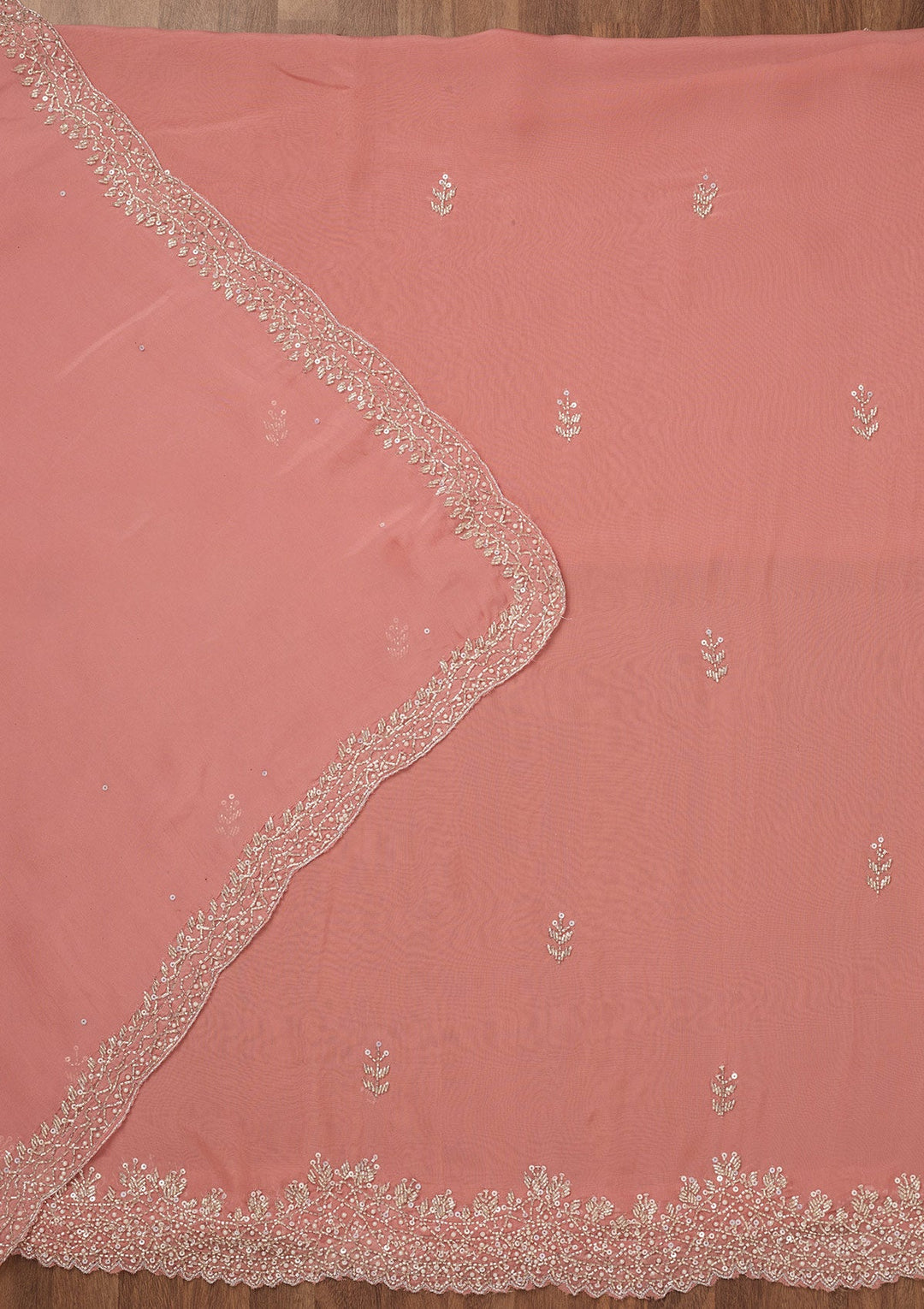 Peach Stonework Tissue Unstitched Salwar Suit-Koskii