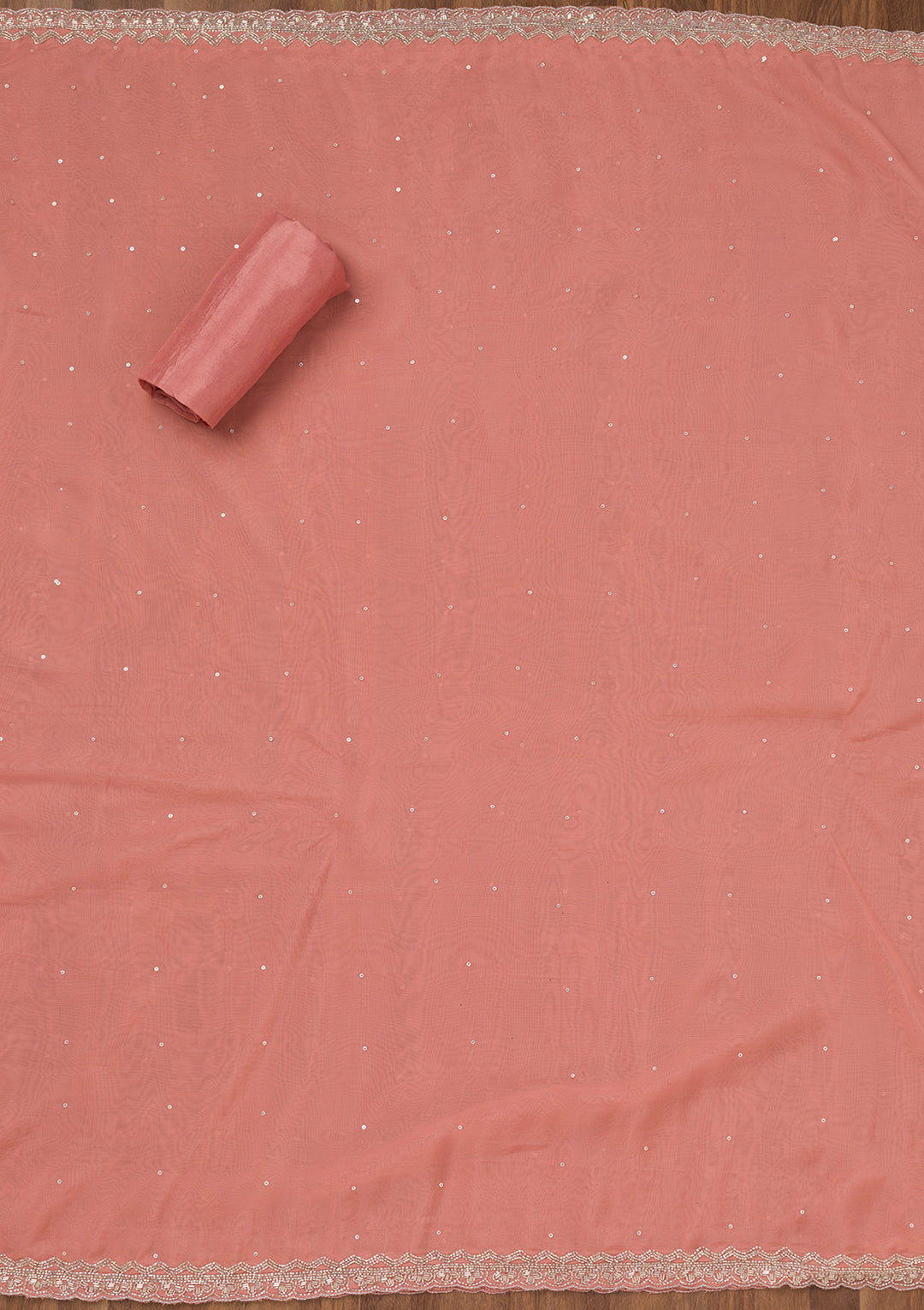 Peach Stonework Tissue Unstitched Salwar Suit