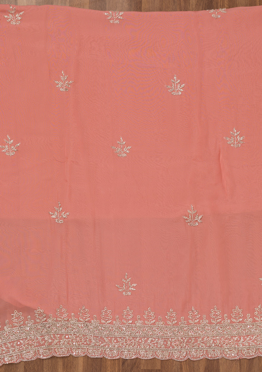 Peach Stonework Tissue Unstitched Salwar Suit