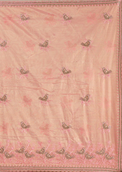 Peach Stonework Tissue Saree-Koskii