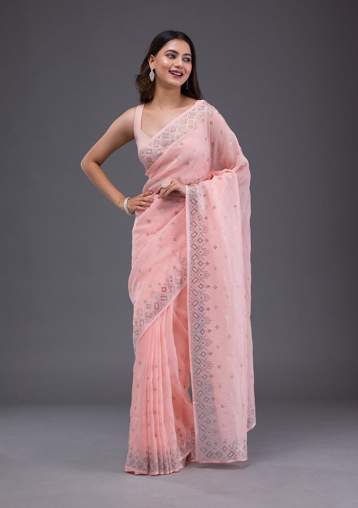 Mauve Stonework Georgette Designer Saree-Koskii
