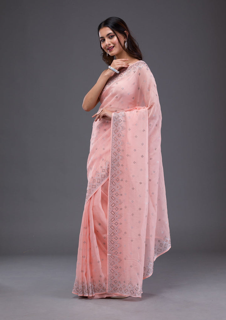 Wine Swarovski Banarasi Silk  Saree-Koskii