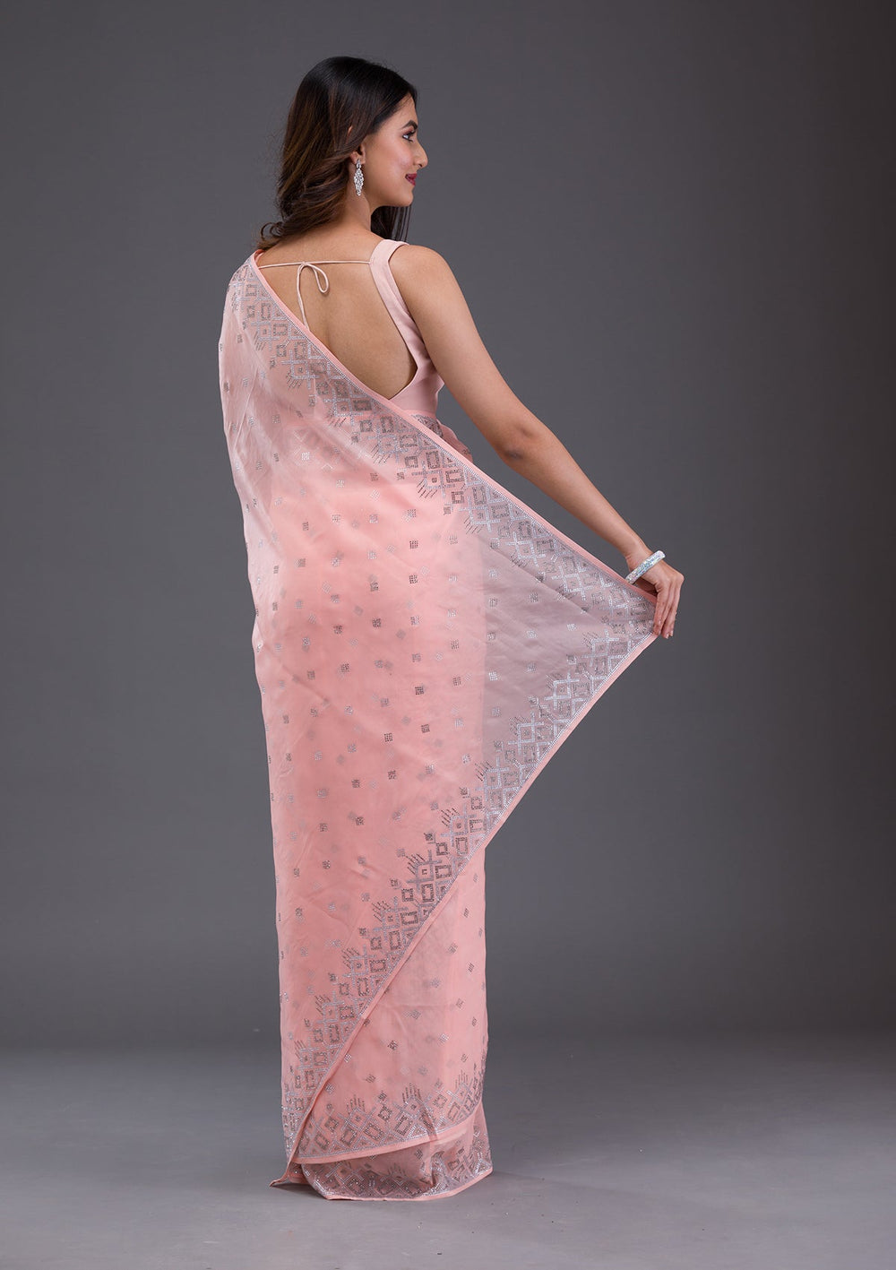 Wine Swarovski Banarasi Silk  Saree-Koskii