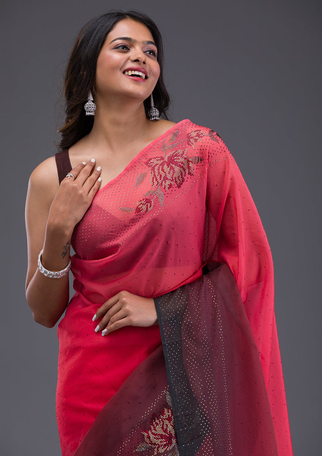 Lavender Sequins Shimmer Designer Saree-Koskii