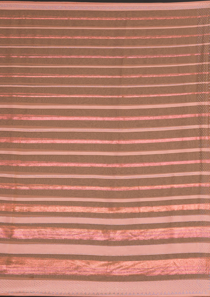 Peach Swarovski Shimmer Georgette Saree-Koskii