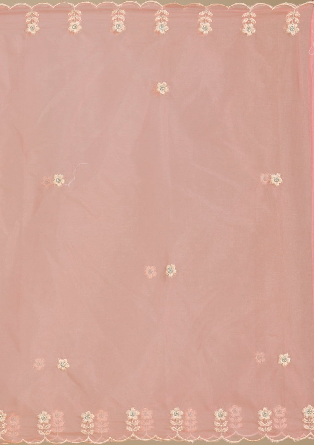 Peach Threadwork Chiffon Readymade Salwar Suit-Koskii