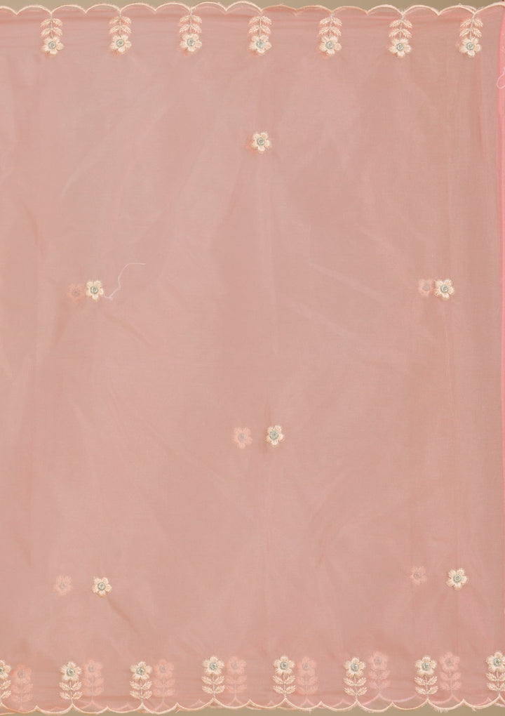 Peach Threadwork Chiffon Readymade Salwar Suit-Koskii