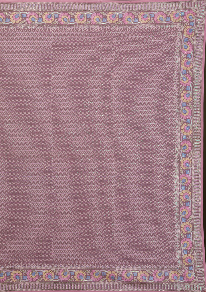 Peach Threadwork Georgette Saree-Koskii