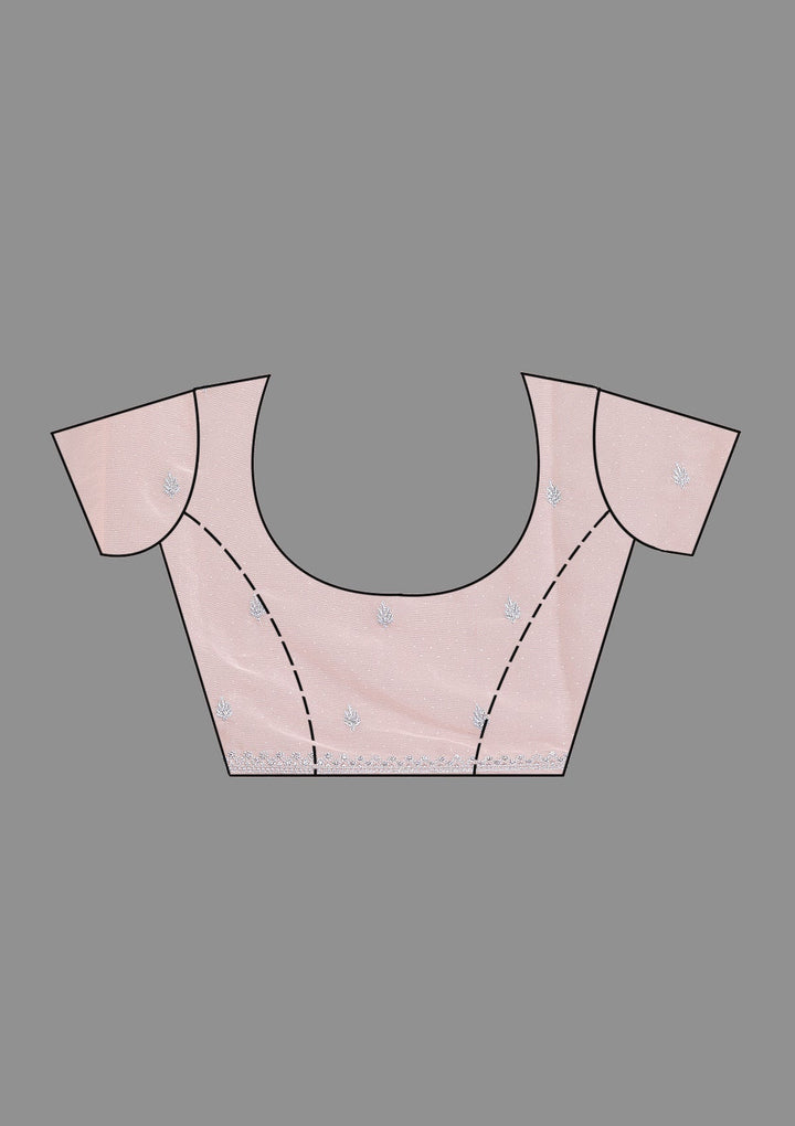 Peach Threadwork Georgette Saree-Koskii